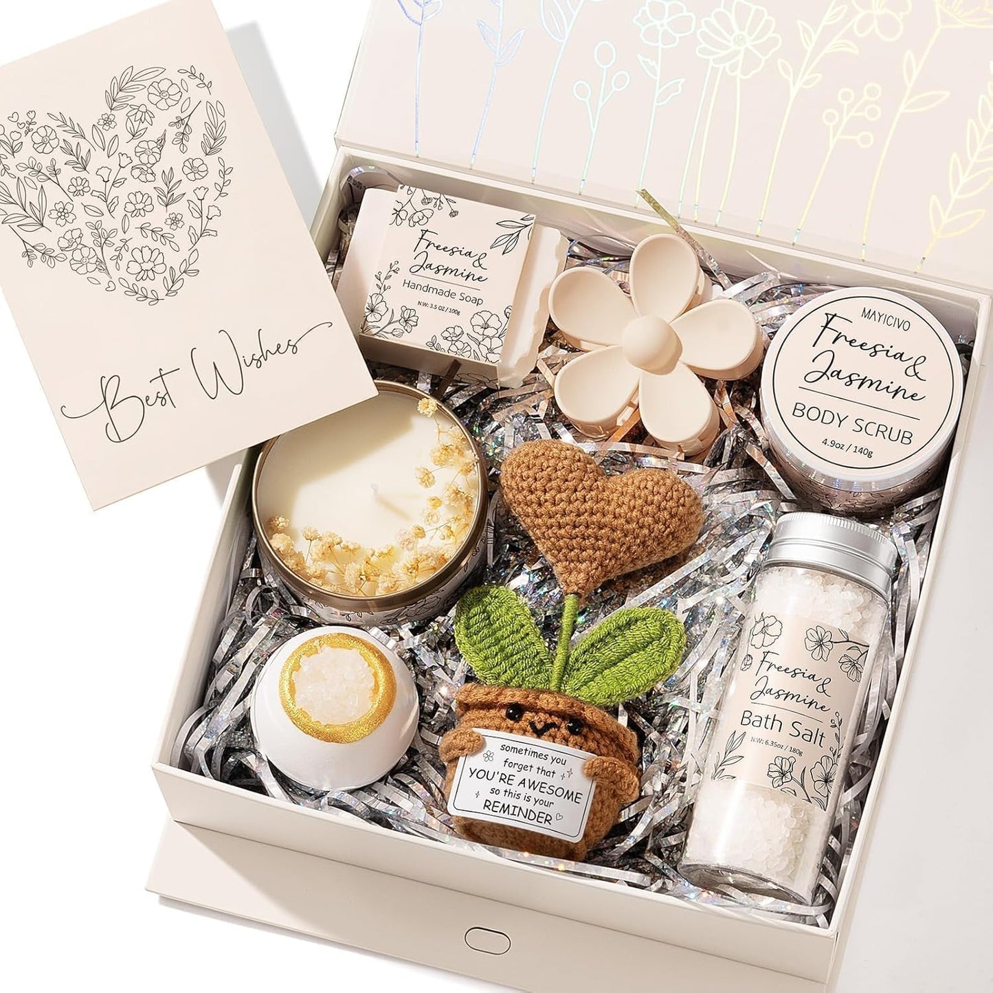 Spa Gifts Baskets for Women Bath Set Birthday Gifts for Women Self Care Kit | Honey & Almond Milk Spa Gifts Home Bath Relax Care Package, Christmas Thank You Gifts for Women Mom Her Friend Sister Teacher