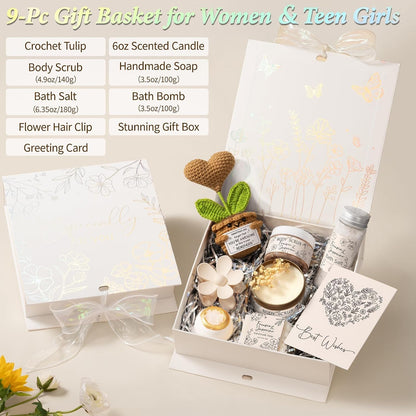 Spa Gifts Baskets for Women Bath Set Birthday Gifts for Women Self Care Kit | Honey & Almond Milk Spa Gifts Home Bath Relax Care Package, Christmas Thank You Gifts for Women Mom Her Friend Sister Teacher