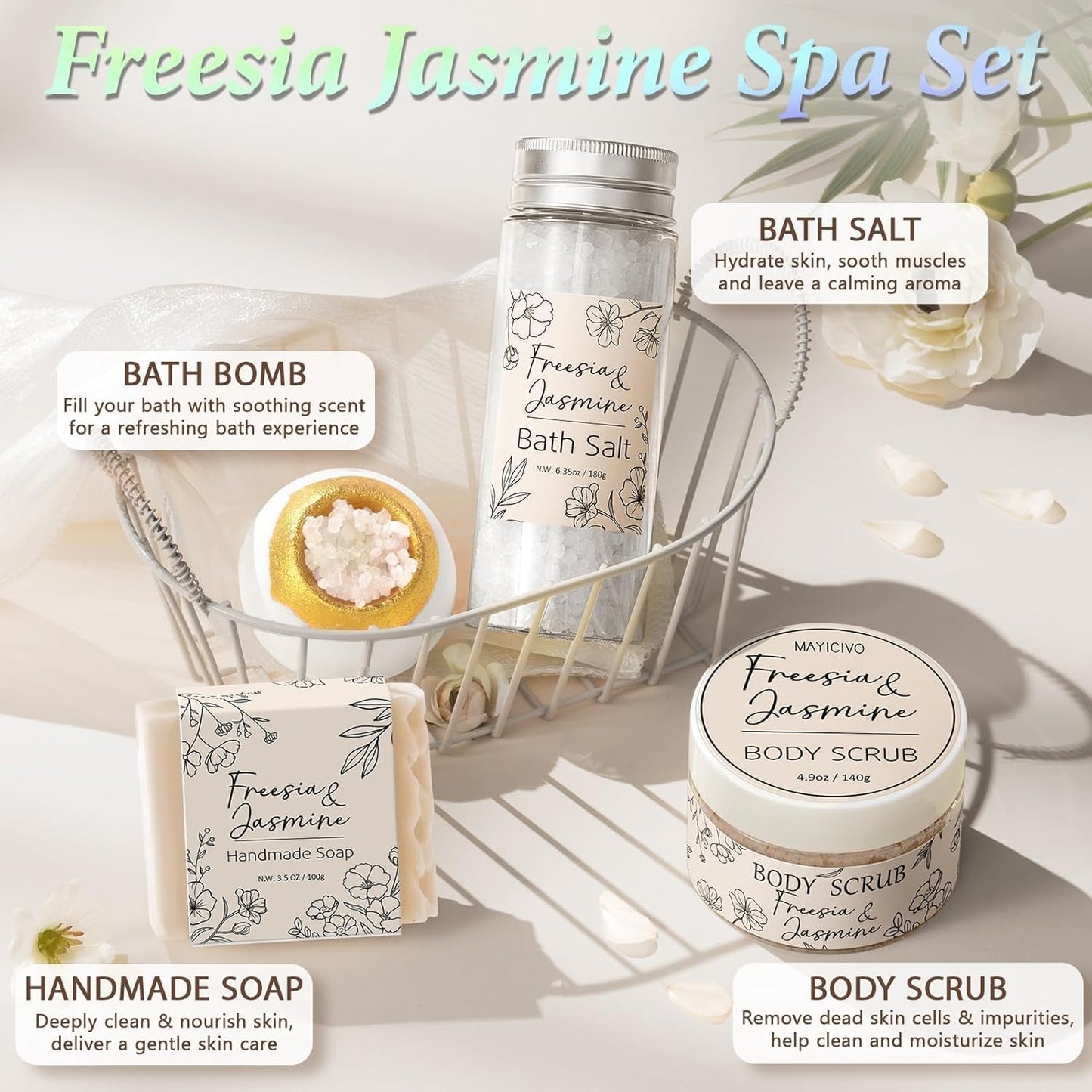Spa Gifts Baskets for Women Bath Set Birthday Gifts for Women Self Care Kit | Honey & Almond Milk Spa Gifts Home Bath Relax Care Package, Christmas Thank You Gifts for Women Mom Her Friend Sister Teacher