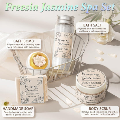 Spa Gifts Baskets for Women Bath Set Birthday Gifts for Women Self Care Kit | Honey & Almond Milk Spa Gifts Home Bath Relax Care Package, Christmas Thank You Gifts for Women Mom Her Friend Sister Teacher