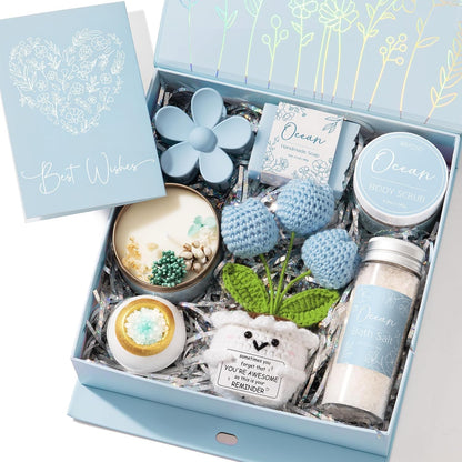 Spa Gifts Baskets for Women Bath Set Birthday Gifts for Women Self Care Kit | Honey & Almond Milk Spa Gifts Home Bath Relax Care Package, Christmas Thank You Gifts for Women Mom Her Friend Sister Teacher