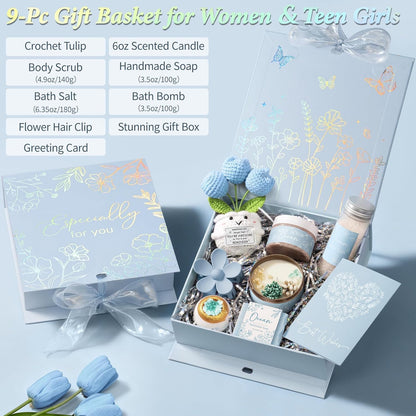 Spa Gifts Baskets for Women Bath Set Birthday Gifts for Women Self Care Kit | Honey & Almond Milk Spa Gifts Home Bath Relax Care Package, Christmas Thank You Gifts for Women Mom Her Friend Sister Teacher