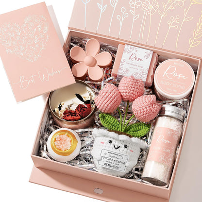 Spa Gifts Baskets for Women Bath Set Birthday Gifts for Women Self Care Kit | Honey & Almond Milk Spa Gifts Home Bath Relax Care Package, Christmas Thank You Gifts for Women Mom Her Friend Sister Teacher