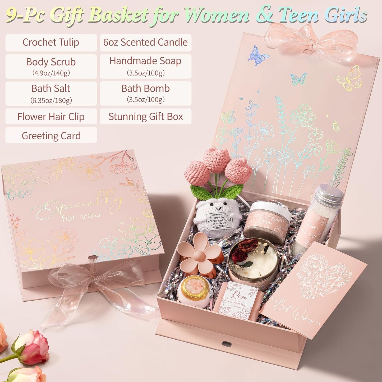 Spa Gifts Baskets for Women Bath Set Birthday Gifts for Women Self Care Kit | Honey & Almond Milk Spa Gifts Home Bath Relax Care Package, Christmas Thank You Gifts for Women Mom Her Friend Sister Teacher