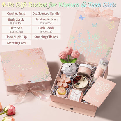 Spa Gifts Baskets for Women Bath Set Birthday Gifts for Women Self Care Kit | Honey & Almond Milk Spa Gifts Home Bath Relax Care Package, Christmas Thank You Gifts for Women Mom Her Friend Sister Teacher
