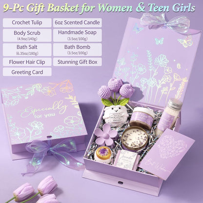 Spa Gifts Baskets for Women Bath Set Birthday Gifts for Women Self Care Kit | Honey & Almond Milk Spa Gifts Home Bath Relax Care Package, Christmas Thank You Gifts for Women Mom Her Friend Sister Teacher