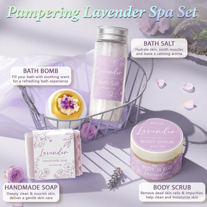 Spa Gifts Baskets for Women Bath Set Birthday Gifts for Women Self Care Kit | Honey & Almond Milk Spa Gifts Home Bath Relax Care Package, Christmas Thank You Gifts for Women Mom Her Friend Sister Teacher