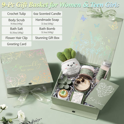Spa Gifts Baskets for Women Bath Set Birthday Gifts for Women Self Care Kit | Honey & Almond Milk Spa Gifts Home Bath Relax Care Package, Christmas Thank You Gifts for Women Mom Her Friend Sister Teacher
