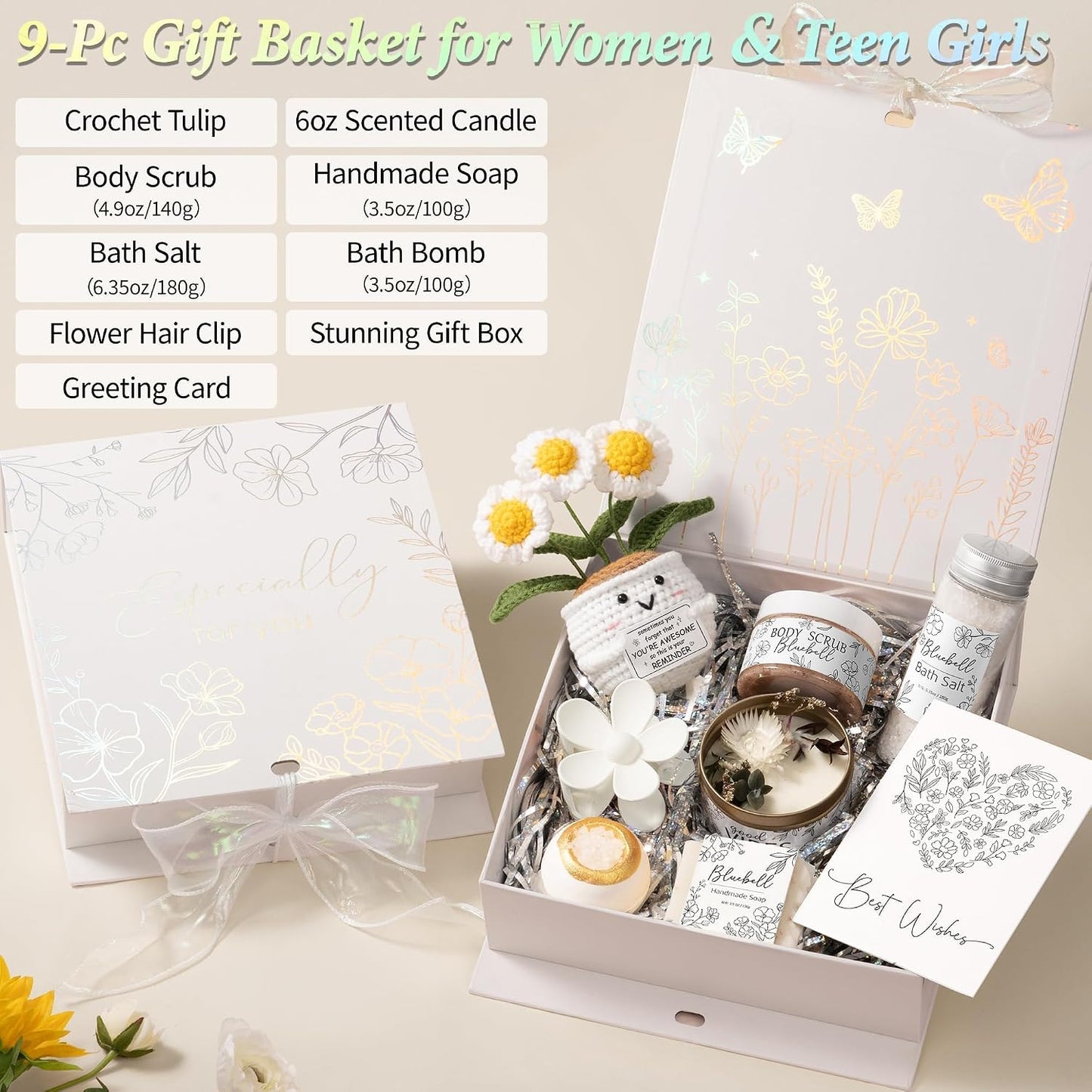 Spa Gifts Baskets for Women Bath Set Birthday Gifts for Women Self Care Kit | Honey & Almond Milk Spa Gifts Home Bath Relax Care Package, Christmas Thank You Gifts for Women Mom Her Friend Sister Teacher