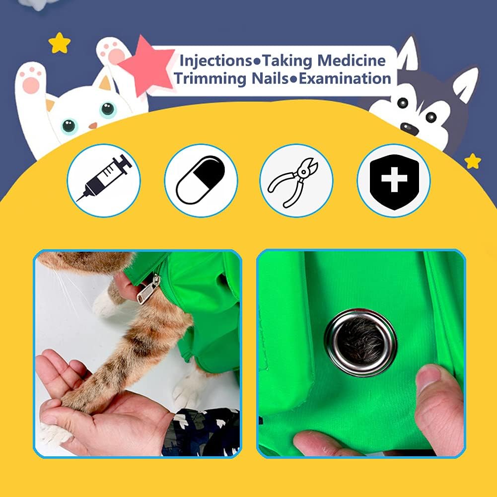 Cat’s Restraint Bag for Claw Care Nail Trimming Anti-Scratching Grooming Bag for Cats Medical Examination(Yellow-m)