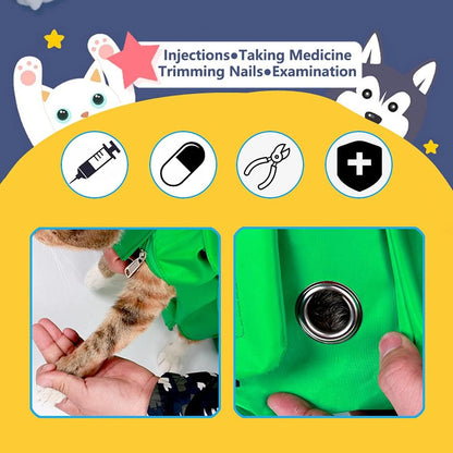 Cat’s Restraint Bag for Claw Care Nail Trimming Anti-Scratching Grooming Bag for Cats Medical Examination(Yellow-m)