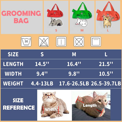 Cat’s Restraint Bag for Claw Care Nail Trimming Anti-Scratching Grooming Bag for Cats Medical Examination(Yellow-m)