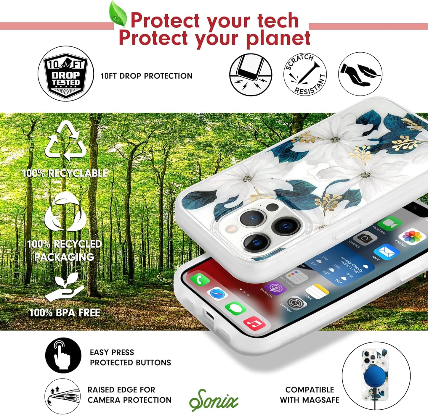 Phone Case for iPhone 16 Pro Max | Compatible with MagSafe | 10ft Drop Tested | Lemon Gingham