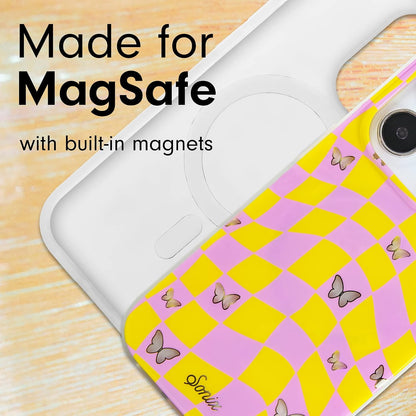 Phone Case for iPhone 16 Pro Max | Compatible with MagSafe | 10ft Drop Tested | Lemon Gingham