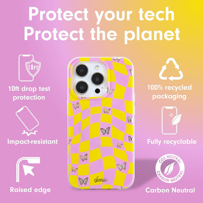 Phone Case for iPhone 16 Pro Max | Compatible with MagSafe | 10ft Drop Tested | Lemon Gingham