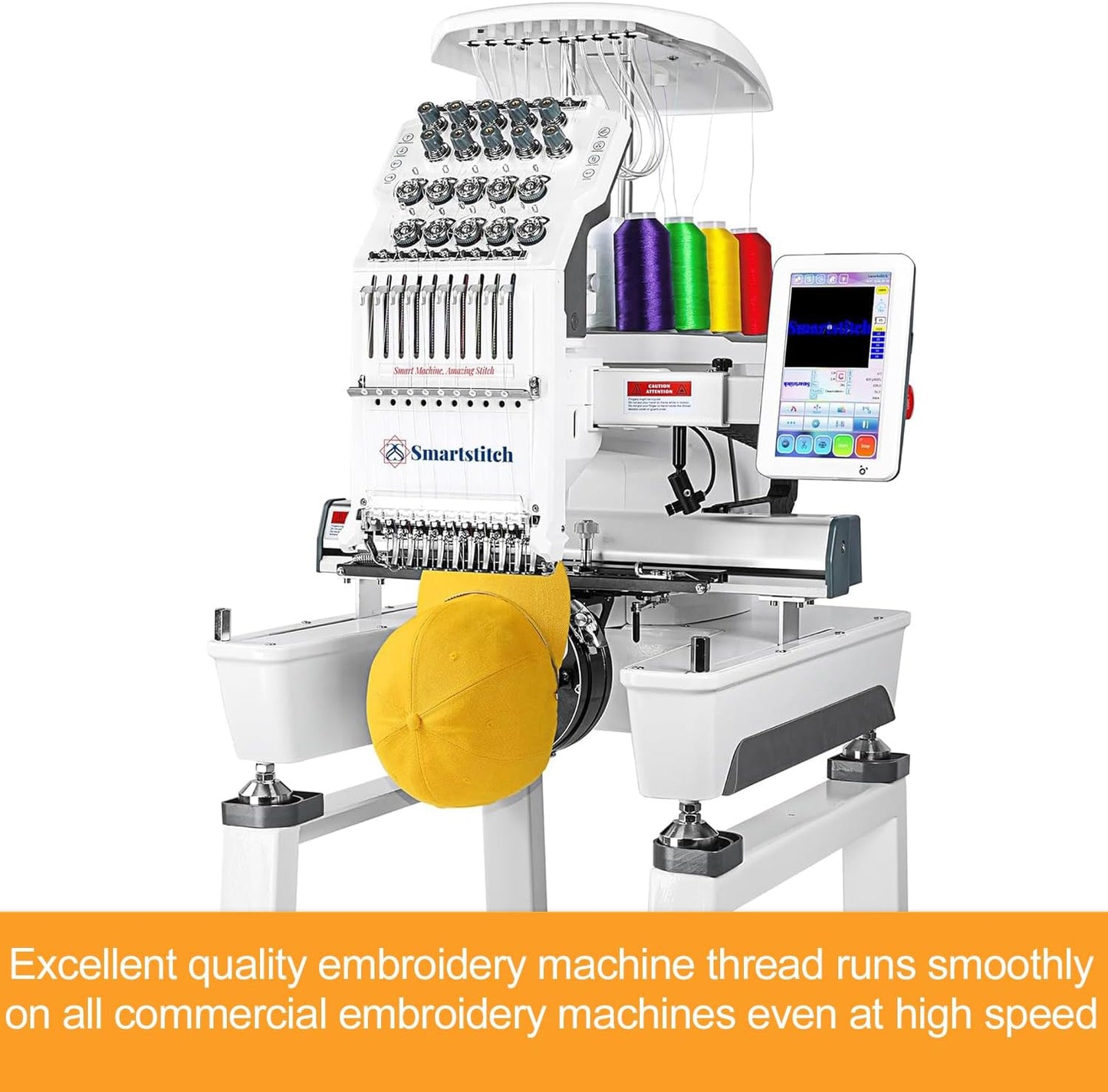 2 Huge Spools Embroidery Machine Thread -Yellow | 40 Weight, 100% Polyester, 5000M/5500YD Each Spool, for Commercial and Domestic Machines