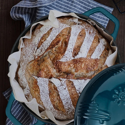 Cast Iron Bread Oven With Cloche Lid for Baking - Yellow Enameled Dutch Oven With Dome Lid for Sourdough - 5 qt