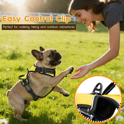 No Pull Dog Harness, No-Choke Soft Padded Reflective Dog Vest Harness with Front Clip & Top Handle, 2 Quick-Release Buckles, Adjustable for Small Medium Large Dogs