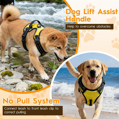 No Pull Dog Harness, No-Choke Soft Padded Reflective Dog Vest Harness with Front Clip & Top Handle, 2 Quick-Release Buckles, Adjustable for Small Medium Large Dogs