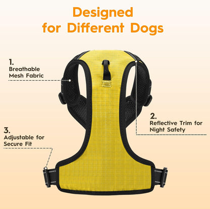 No Pull Dog Harness, No-Choke Soft Padded Reflective Dog Vest Harness with Front Clip & Top Handle, 2 Quick-Release Buckles, Adjustable for Small Medium Large Dogs