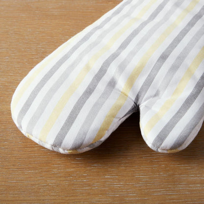 Daisy Stripe Oven Mitt Set 2-Pack, Grey/Yellow, 7"x13"