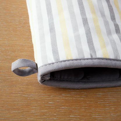 Daisy Stripe Oven Mitt Set 2-Pack, Grey/Yellow, 7"x13"