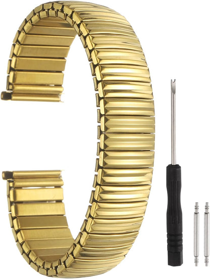 Expansion Watch Bands Stainless Steel with Spring Bars Removal Tool for Women Men Metal Replacement Watch Bands