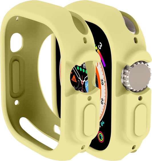 Soft Candy Colors Case for Apple Watch Series Ultra 49MM, Ultra Thin TPU Shockproof Smart Watch Cases Bumper Cover for iWatch Series [No Screen] Yellow