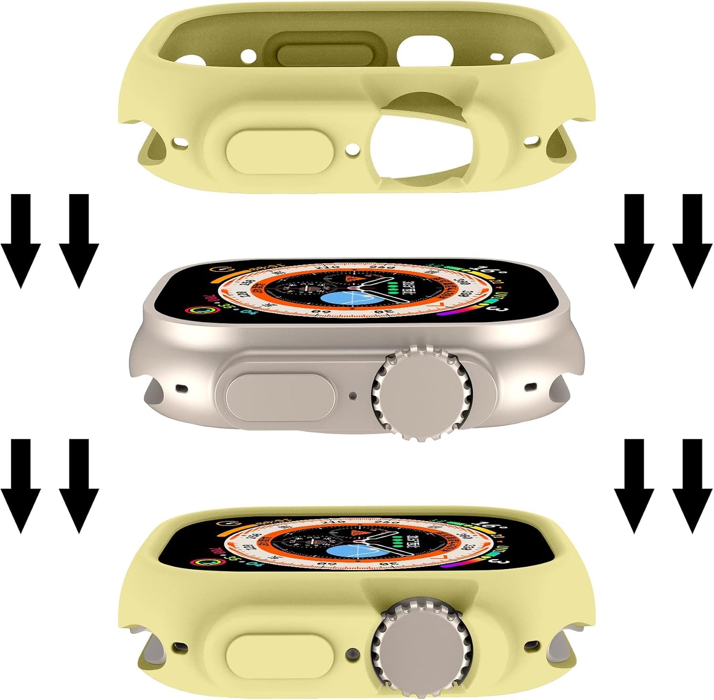 Soft Candy Colors Case for Apple Watch Series Ultra 49MM, Ultra Thin TPU Shockproof Smart Watch Cases Bumper Cover for iWatch Series [No Screen] Yellow