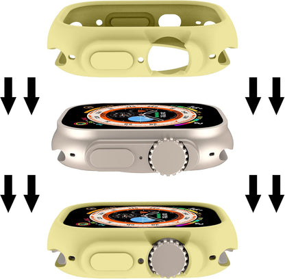 Soft Candy Colors Case for Apple Watch Series Ultra 49MM, Ultra Thin TPU Shockproof Smart Watch Cases Bumper Cover for iWatch Series [No Screen] Yellow