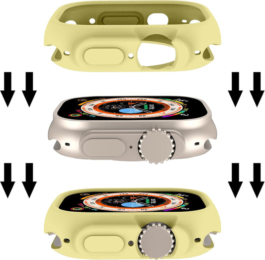 Soft Candy Colors Case for Apple Watch Series Ultra 49MM, Ultra Thin TPU Shockproof Smart Watch Cases Bumper Cover for iWatch Series [No Screen] Yellow