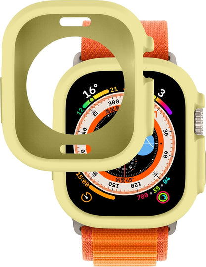 Soft Candy Colors Case for Apple Watch Series Ultra 49MM, Ultra Thin TPU Shockproof Smart Watch Cases Bumper Cover for iWatch Series [No Screen] Yellow