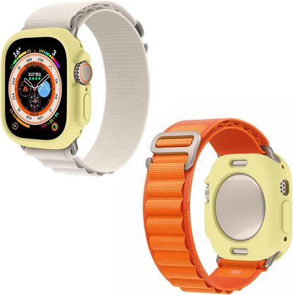 Soft Candy Colors Case for Apple Watch Series Ultra 49MM, Ultra Thin TPU Shockproof Smart Watch Cases Bumper Cover for iWatch Series [No Screen] Yellow