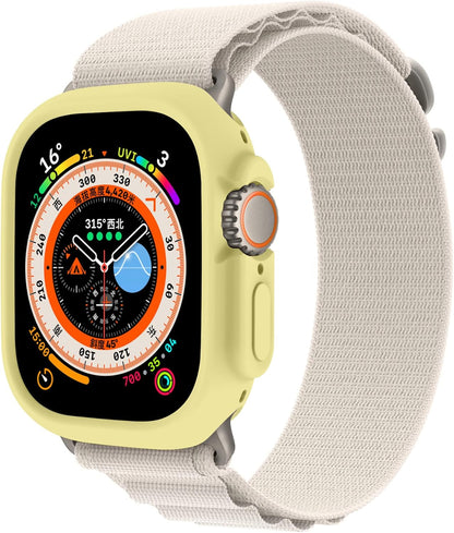 Soft Candy Colors Case for Apple Watch Series Ultra 49MM, Ultra Thin TPU Shockproof Smart Watch Cases Bumper Cover for iWatch Series [No Screen] Yellow