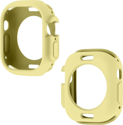 Soft Candy Colors Case for Apple Watch Series Ultra 49MM, Ultra Thin TPU Shockproof Smart Watch Cases Bumper Cover for iWatch Series [No Screen] Yellow
