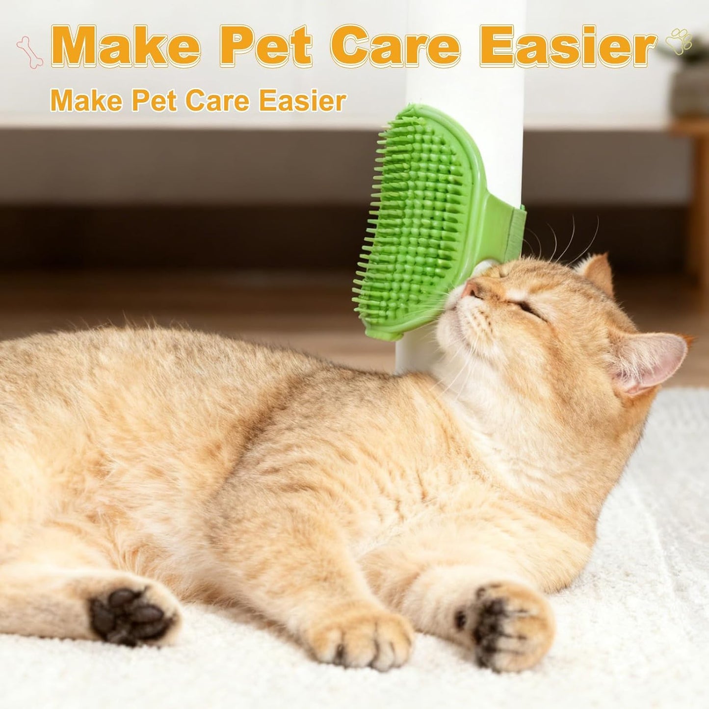 Dog Bath Brush, Silicone Pet Shampoo Brush with Adjustable Ring Handle Massage Scrubber Comb(2Pcs, Yellow/Pink), for Long Short Hair Dogs and Cats Bathing Cleaning Shampooing