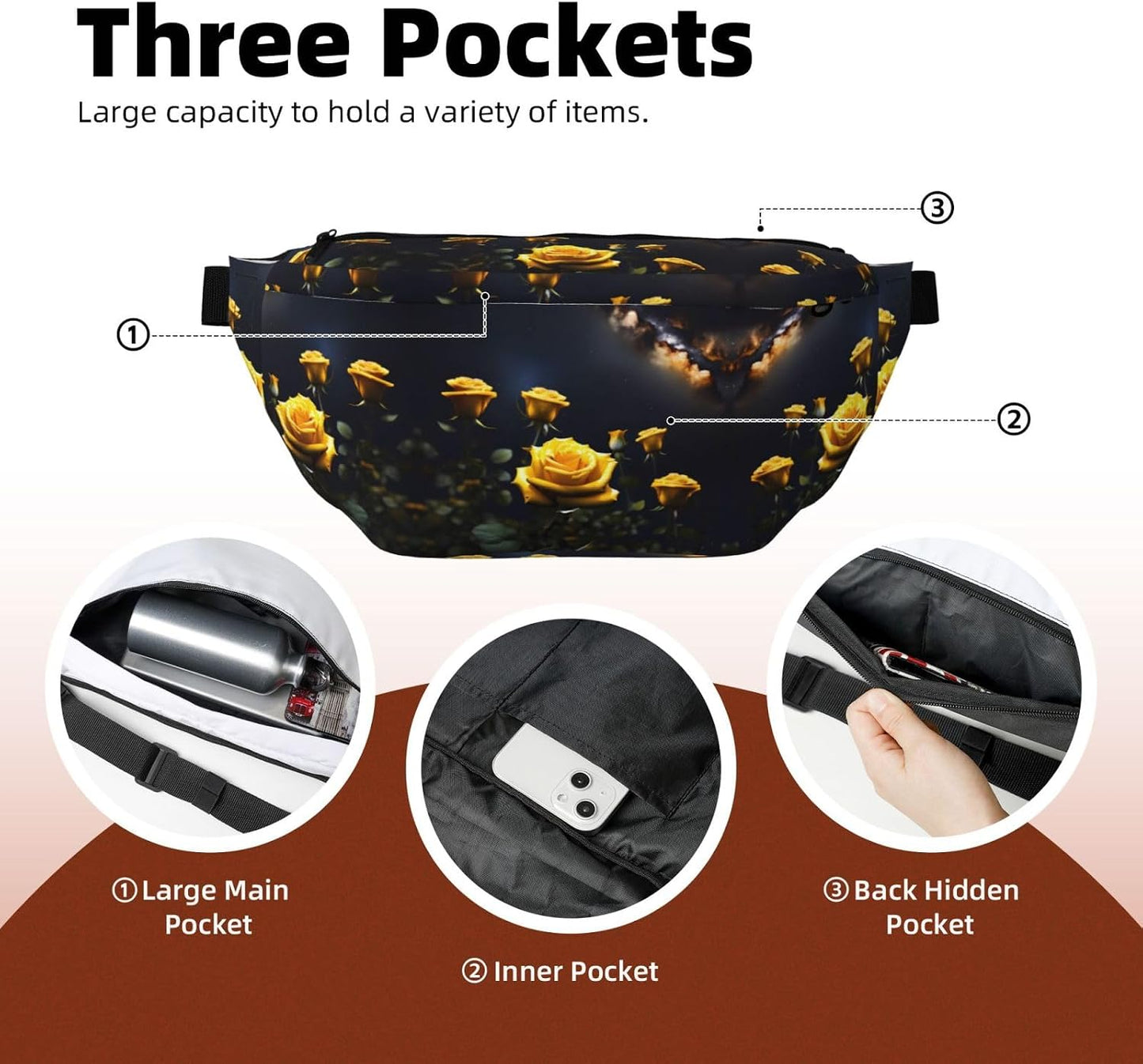 Beautiful yellow roses Running Waist Pack-No-Bounce Phone Holder for Gym, Waterproof Crossbody Fanny Pack with Adjustable Belt