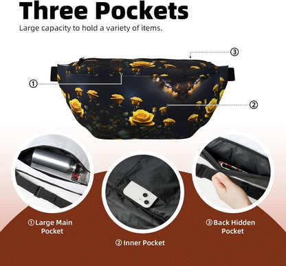 Beautiful yellow roses Running Waist Pack-No-Bounce Phone Holder for Gym, Waterproof Crossbody Fanny Pack with Adjustable Belt