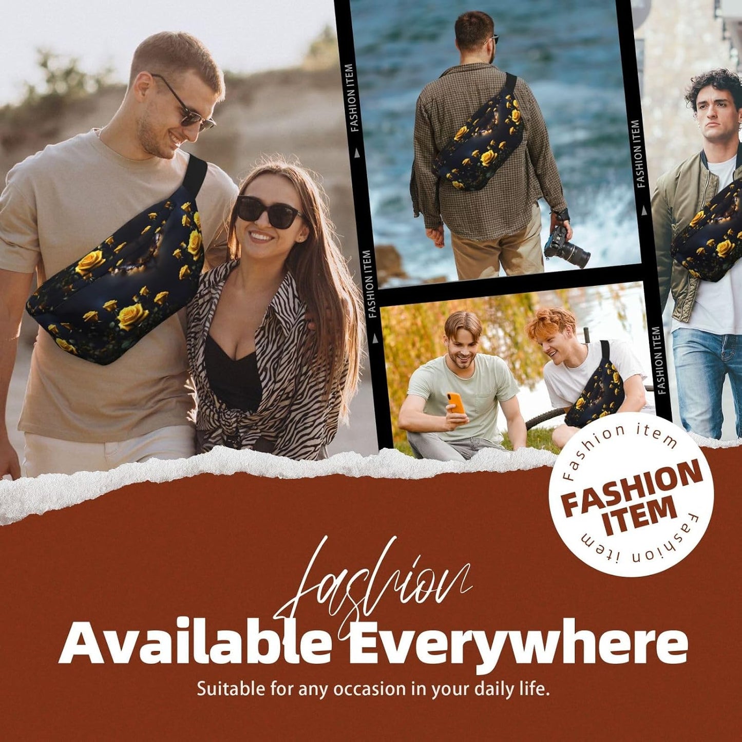 Beautiful yellow roses Running Waist Pack-No-Bounce Phone Holder for Gym, Waterproof Crossbody Fanny Pack with Adjustable Belt
