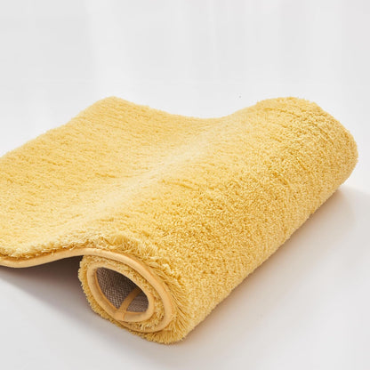 Upgraded Shaggy Bath mat for Bathroom Non Slip 15.7" X 23.6", Super Soft Quick Dry Bath Rugs, Fluffy Plush Bathroom Rugs Machine Washable, Bright Yellow