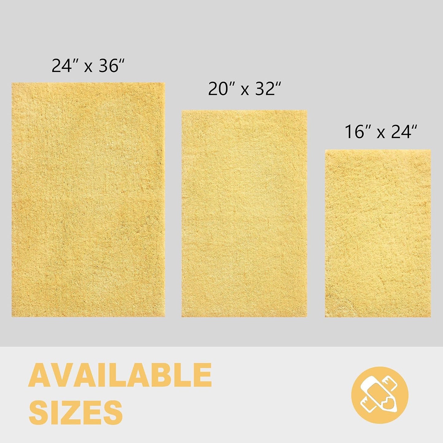 Upgraded Shaggy Bath mat for Bathroom Non Slip 15.7" X 23.6", Super Soft Quick Dry Bath Rugs, Fluffy Plush Bathroom Rugs Machine Washable, Bright Yellow