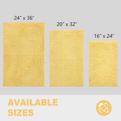 Upgraded Shaggy Bath mat for Bathroom Non Slip 15.7" X 23.6", Super Soft Quick Dry Bath Rugs, Fluffy Plush Bathroom Rugs Machine Washable, Bright Yellow