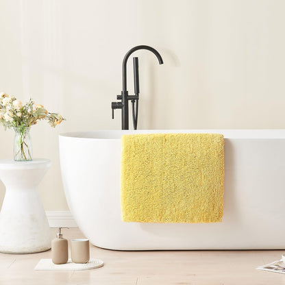 Upgraded Shaggy Bath mat for Bathroom Non Slip 15.7" X 23.6", Super Soft Quick Dry Bath Rugs, Fluffy Plush Bathroom Rugs Machine Washable, Bright Yellow