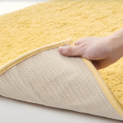 Upgraded Shaggy Bath mat for Bathroom Non Slip 15.7" X 23.6", Super Soft Quick Dry Bath Rugs, Fluffy Plush Bathroom Rugs Machine Washable, Bright Yellow
