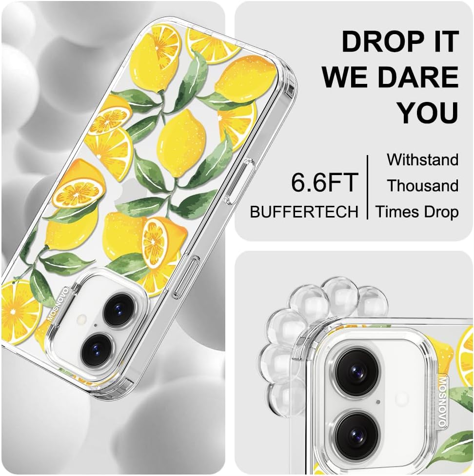 for iPhone 17 Case | Military Grade 6.6ft Drop Tested | Camera Control | Clear with Lemon Design