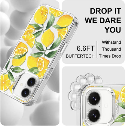 for iPhone 17 Case | Military Grade 6.6ft Drop Tested | Camera Control | Clear with Lemon Design