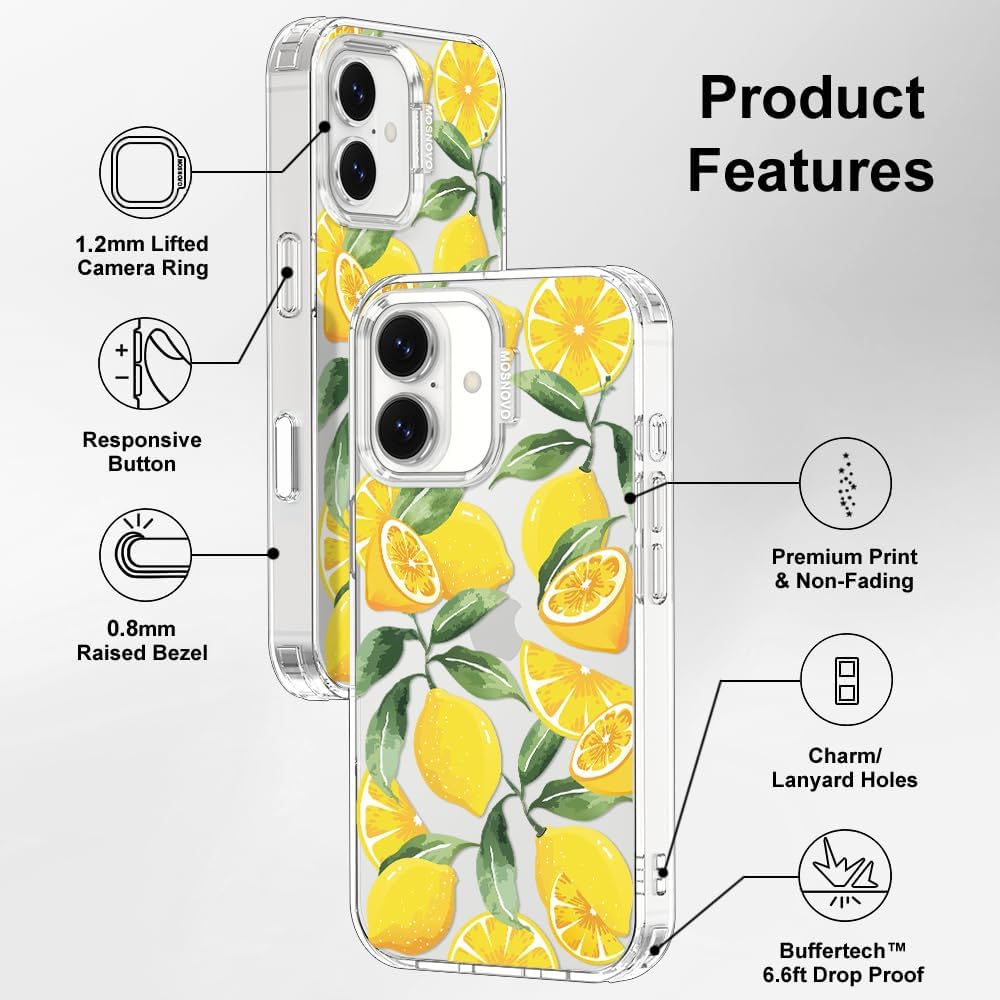 for iPhone 17 Case | Military Grade 6.6ft Drop Tested | Camera Control | Clear with Lemon Design