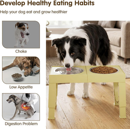 XIAZ Elevated Dog Bowls Large Breed Raised Dogs Bowl Stand Large/Medium Sized Dog Stainless Steel Food Water Bowl Stands 5 Heights Adjustable 9/11/12/15in Pet Feeder Dish Station