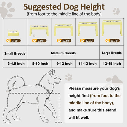 XIAZ Elevated Dog Bowls Large Breed Raised Dogs Bowl Stand Large/Medium Sized Dog Stainless Steel Food Water Bowl Stands 5 Heights Adjustable 9/11/12/15in Pet Feeder Dish Station