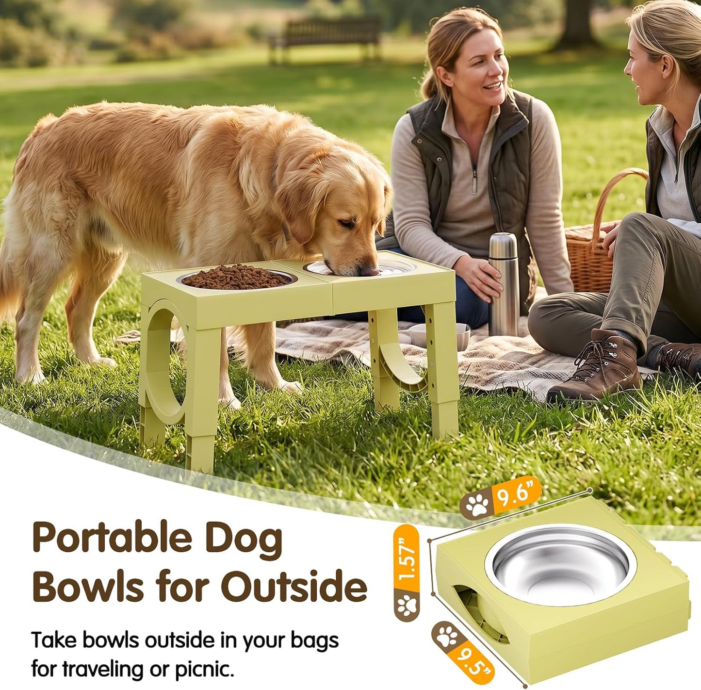 XIAZ Elevated Dog Bowls Large Breed Raised Dogs Bowl Stand Large/Medium Sized Dog Stainless Steel Food Water Bowl Stands 5 Heights Adjustable 9/11/12/15in Pet Feeder Dish Station